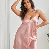 Plus Size Ice Silk Suspender Night Dress